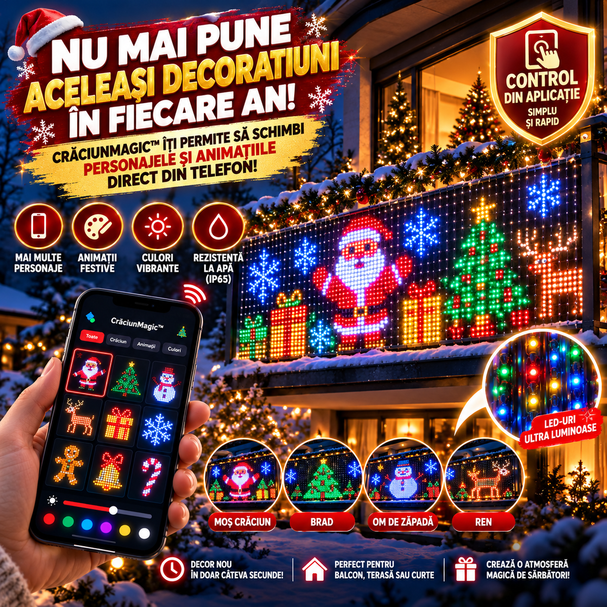 Decorațiune LED Animată CrăciunMagic™